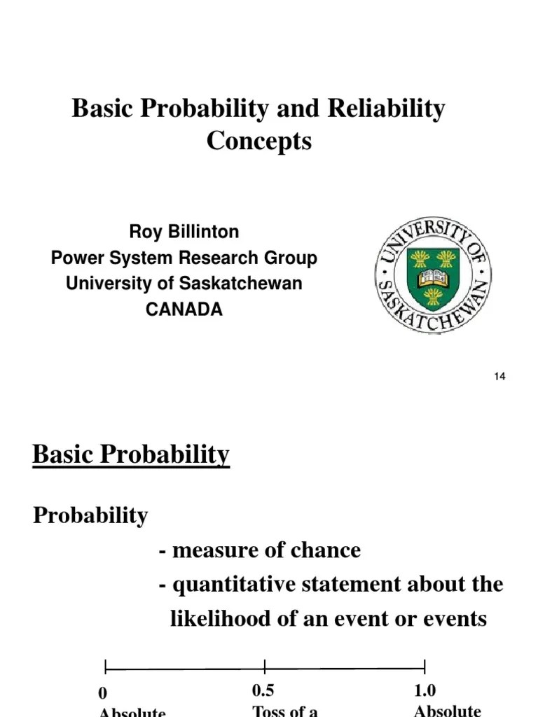 Basic Probability and Reliability Concepts Roy Billinton Power System