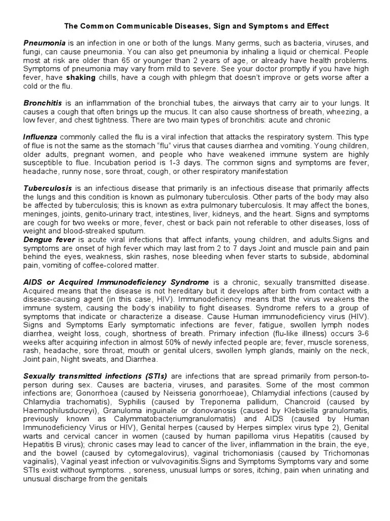 Common Communicable Diseases QUIZ Download Free PDF Pneumonia Cough