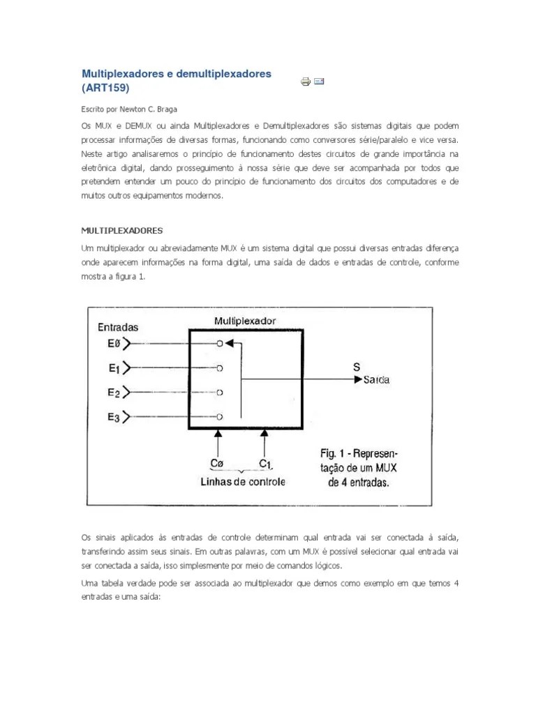 Multiplexadores e demultiplexadores Eletrônicos Digital Rede Elétrica