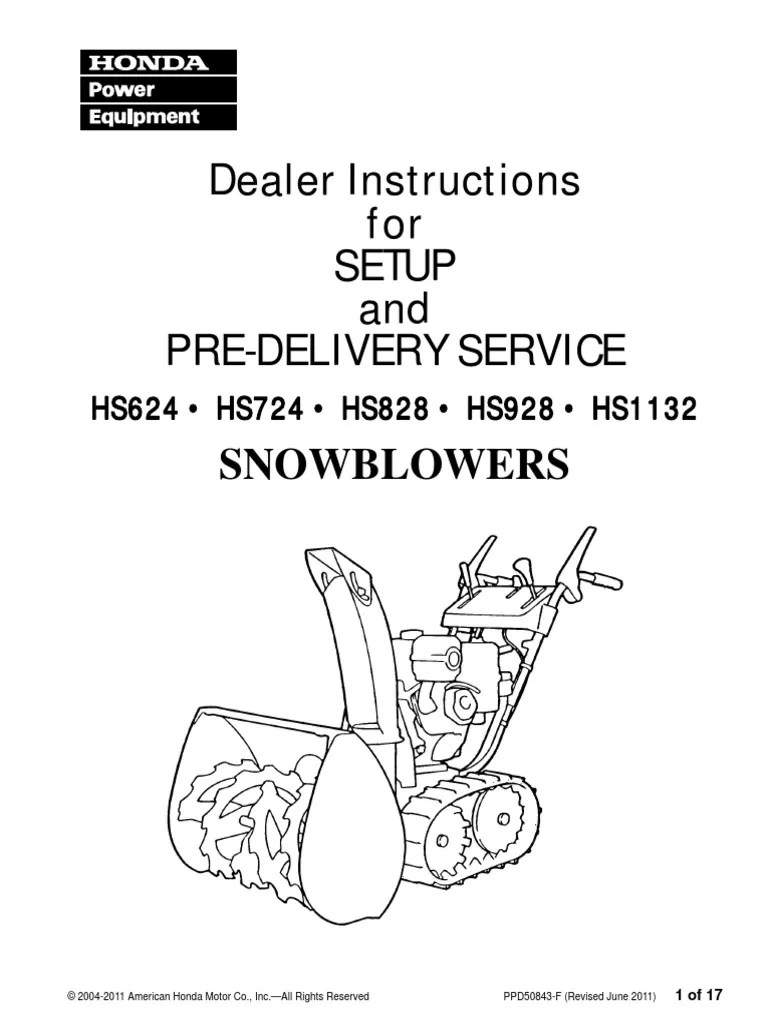 Honda Set-Up HS928 | PDF | Vehicle Technology | Machines