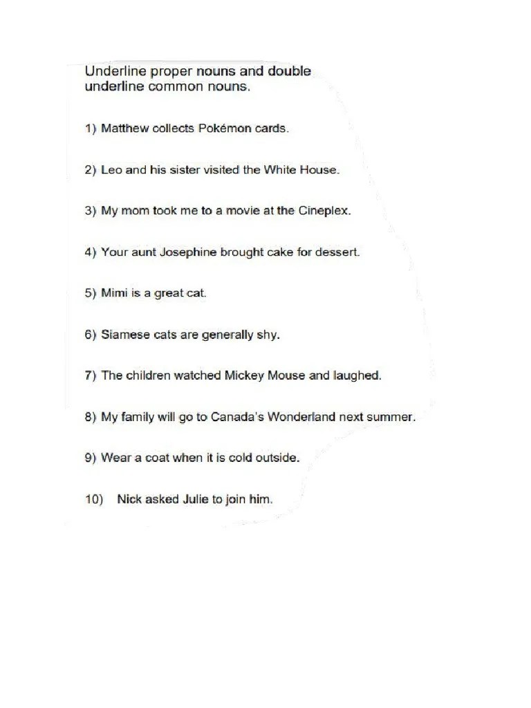 Homework Common and Proper Noun PDF