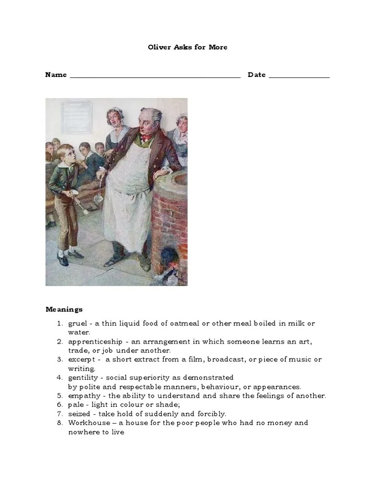 Oliver Asks For More PDF Oliver Twist