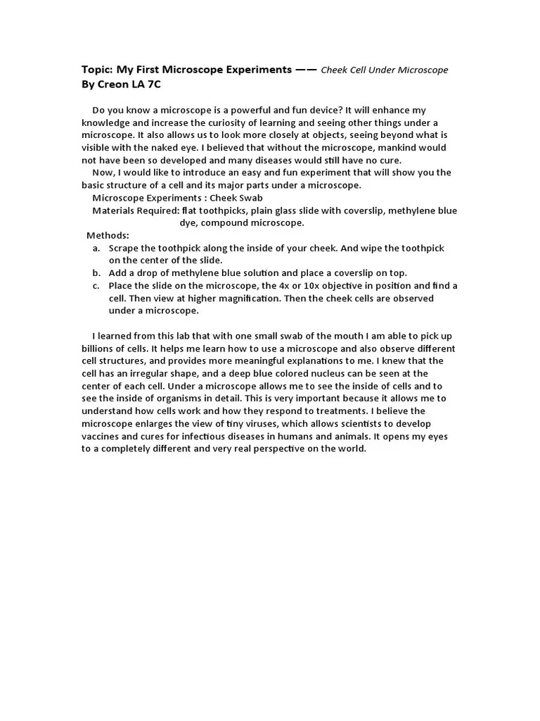 My First Microscope Experiments | PDF