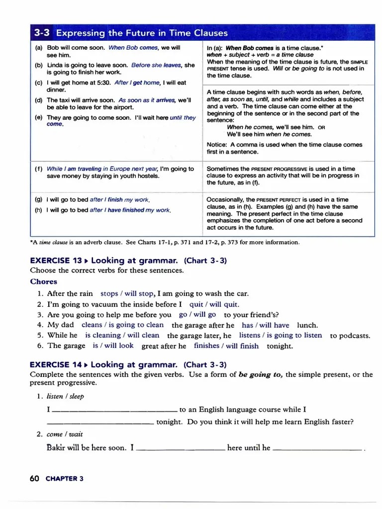 33 Expressing The Future in Time Clauses Exercise 13 (Chart 33