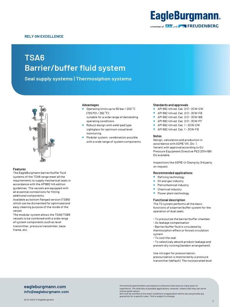 EagleBurgmann TSA6 Barrier Buffer Fluid System EN PDF Pipe