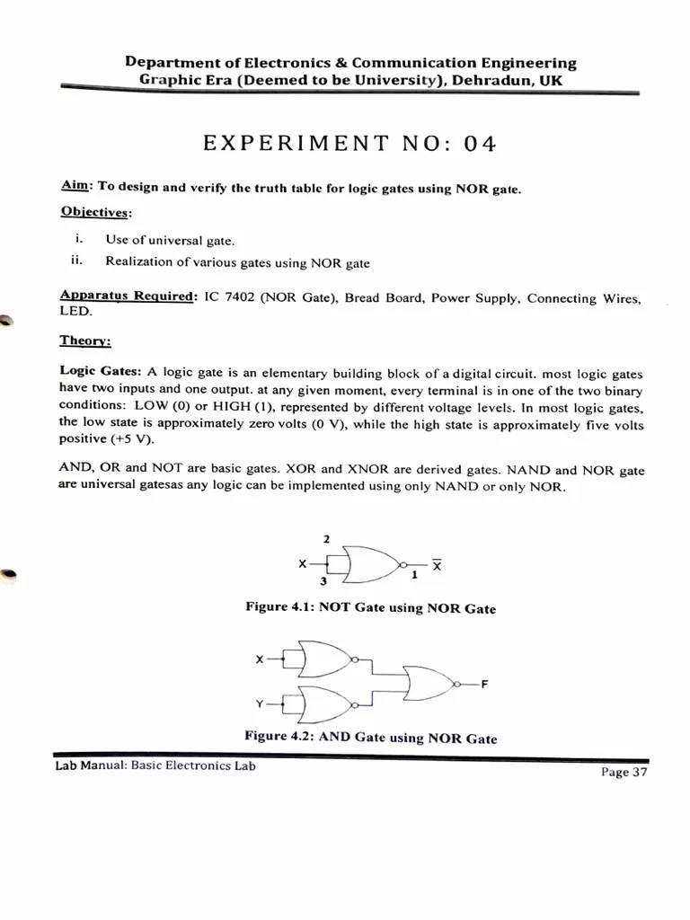 Realization and Verification of Logic Gates Using the Universal NOR