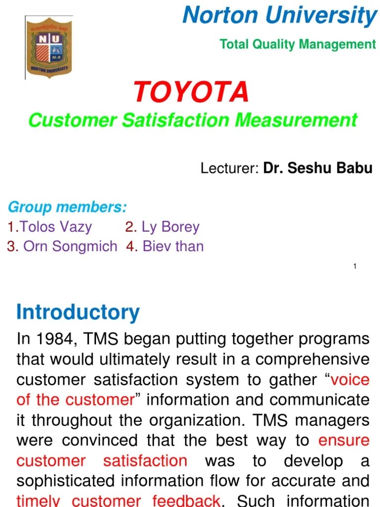 TQM Toyota CSM Customer Satisfaction Sales