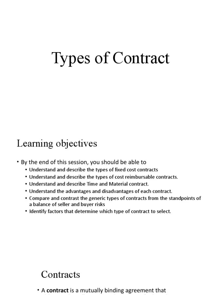 Types of Contracts 4 PDF Cost Prices