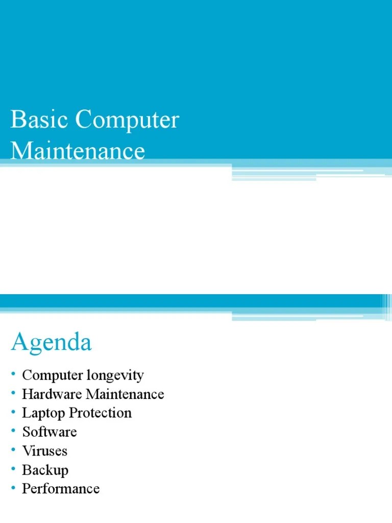 Computer Maintenance PDF Laptop Computer Virus