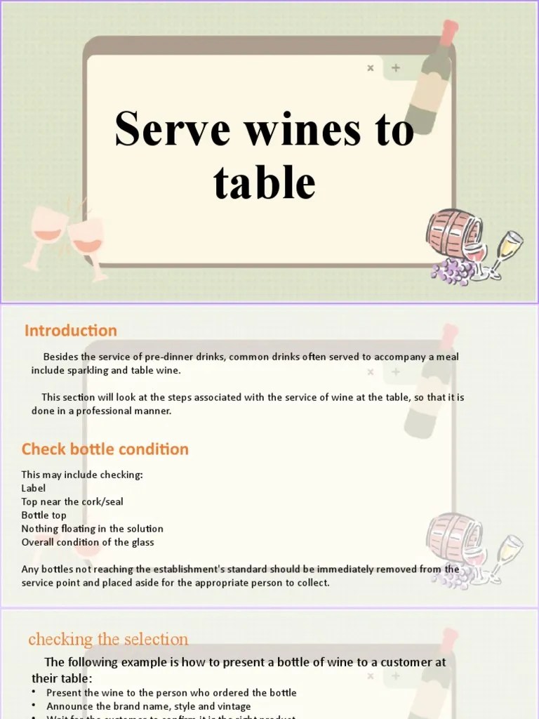Professional Wine Service A StepbyStep Guide to Serving Wine at the Table PDF Waiting