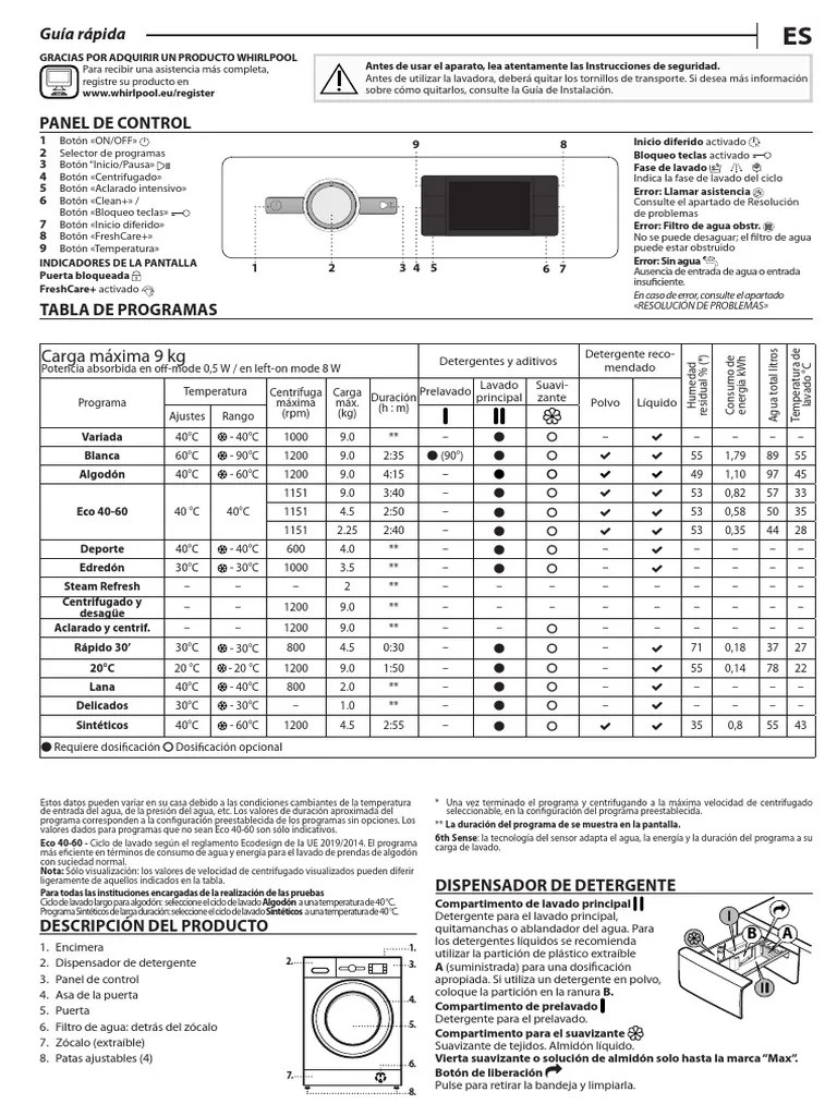 Manual Instrucciones Lavadora Whirlpool | PDF | Lavadora | Agua