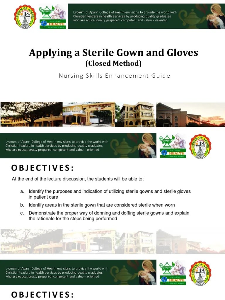 Applying A Sterile Gown and Gloves (Closed Method) Download Free PDF