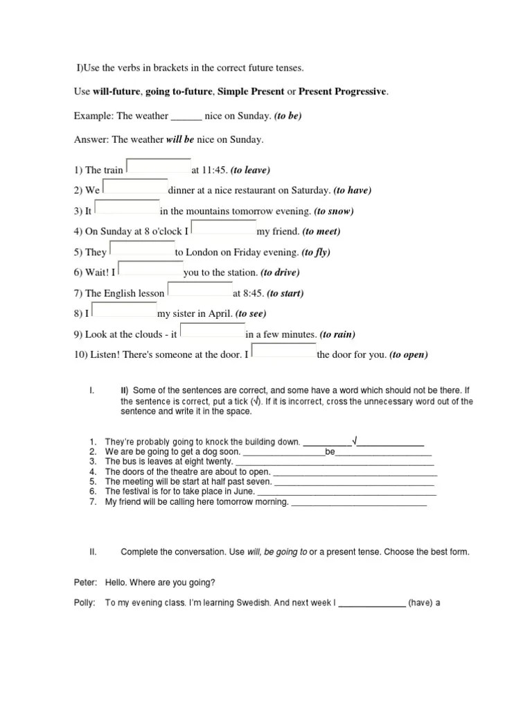 Future Forms Exercises Rules Linguistics