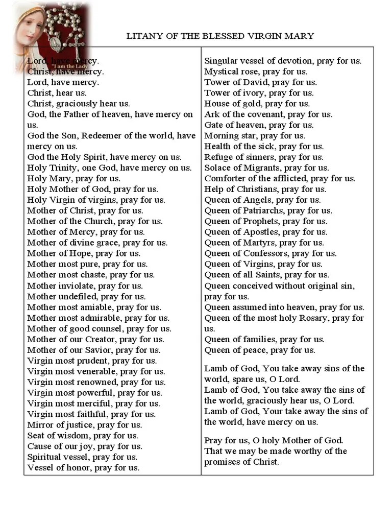LITANY OF THE BLESSED VIRGIN MARY PDF Theology Religious Belief