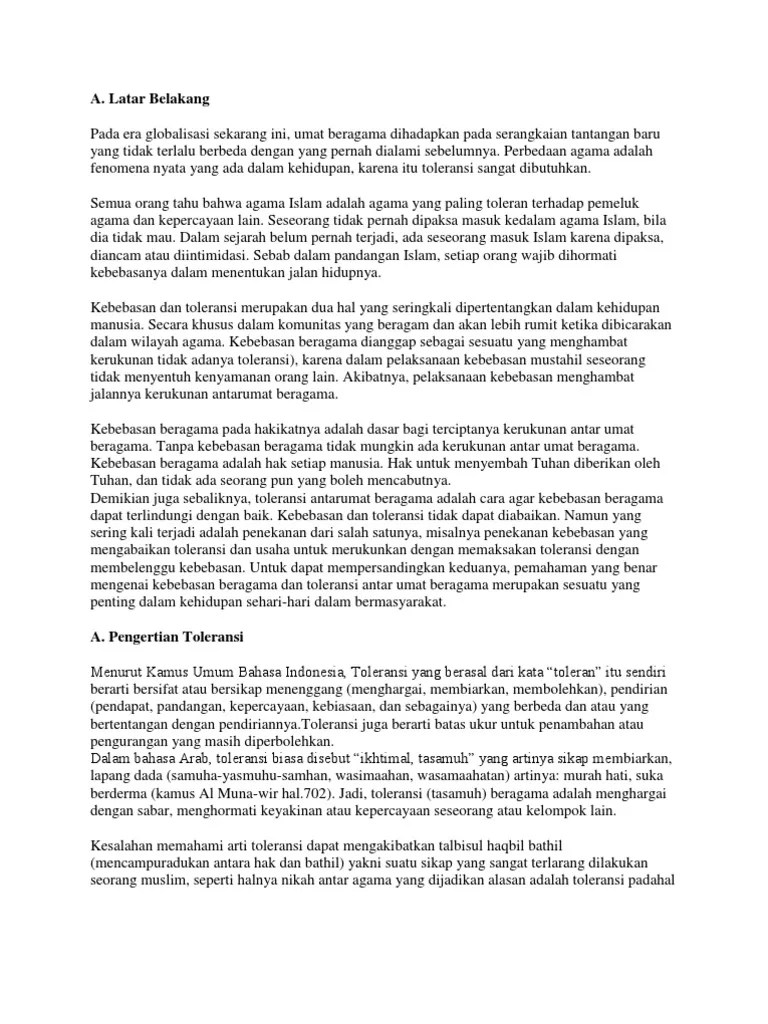 Arti Toleransi Dalam Agama Islam