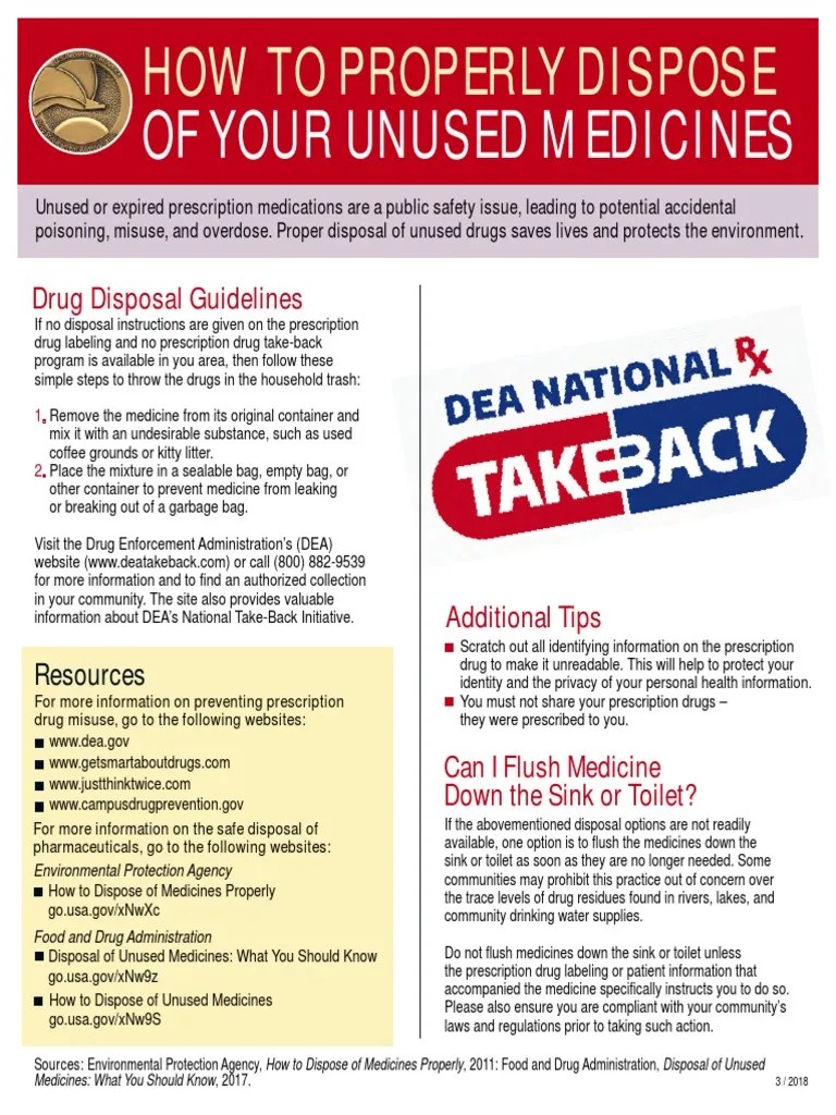 How To Dispose of Meds Flyer PDF Prescription Drugs Medicine
