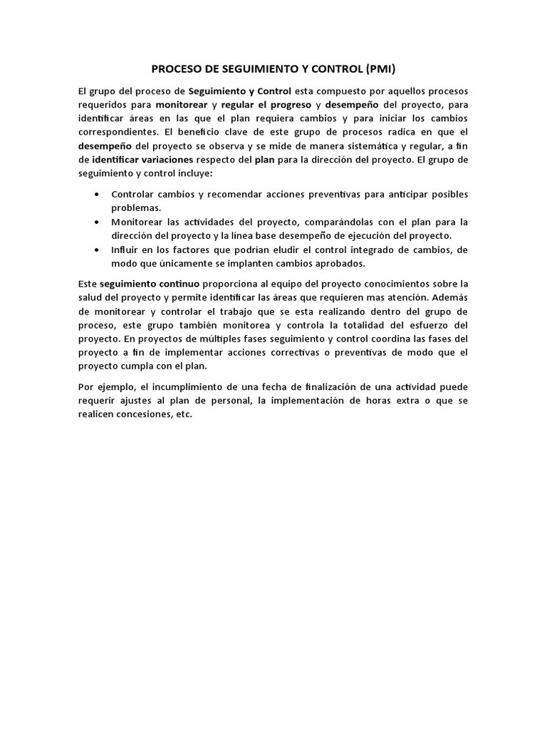 Proceso de Seguimiento y Control | PDF