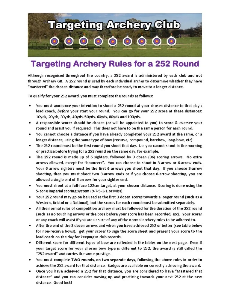 252 Rules at Targeting Archery PDF