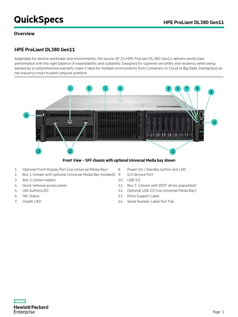 HPE ProLiant DL380 Gen11QuickSpecs PDF