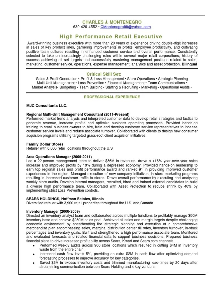 Regional MultiUnit Manager in Chicago IL Resume Charles Montenegro