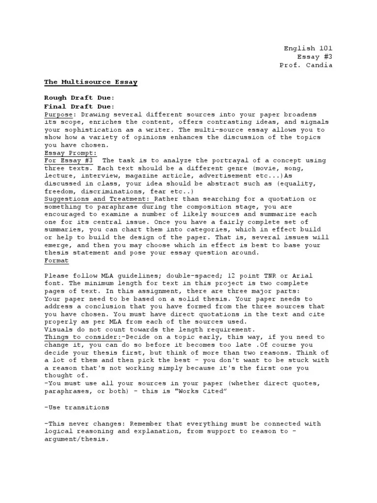English 101 Essay 3 Multi Source Essay PDF