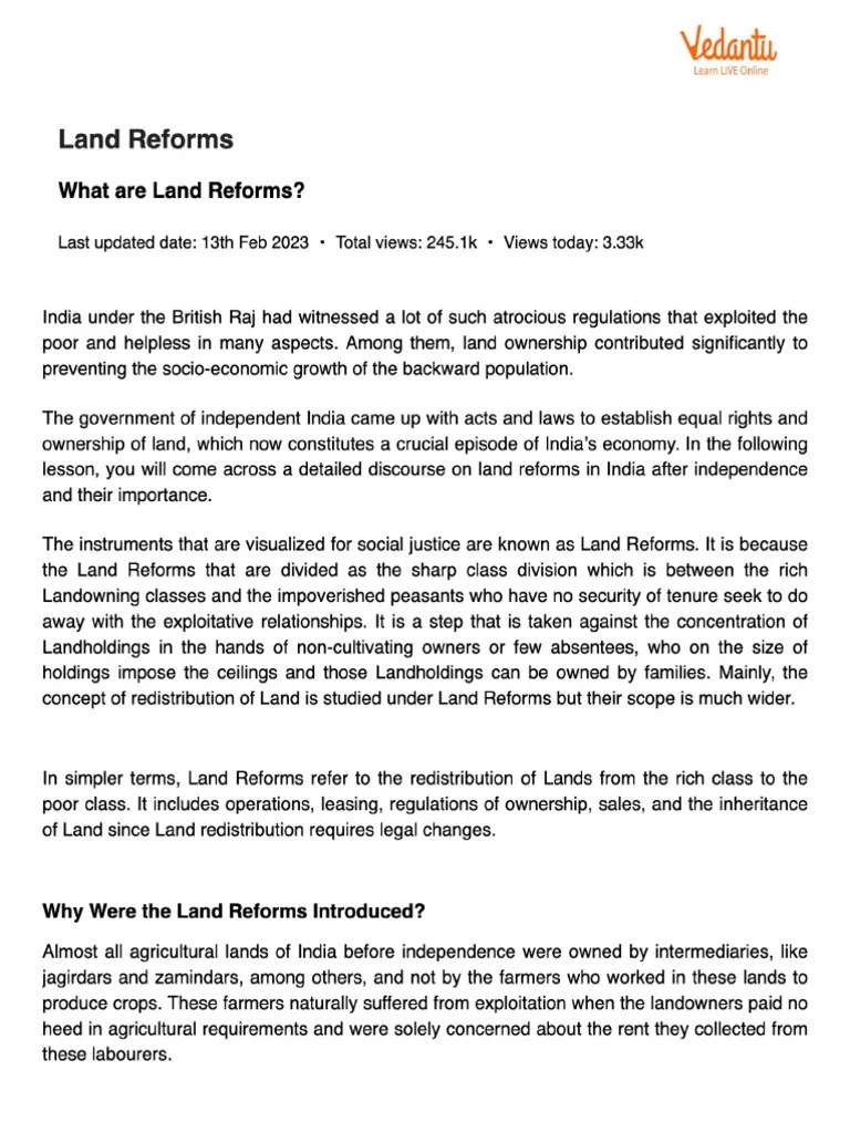Introduction Land Reforms PDF