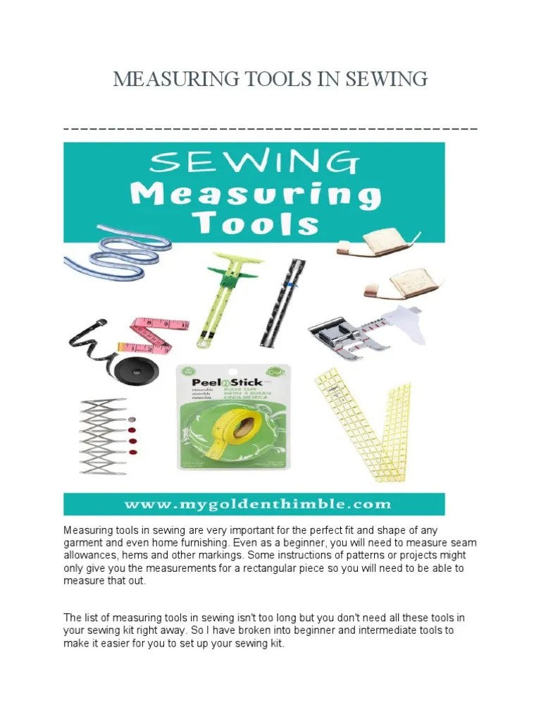 Measuring Tools in Sewing PDF
