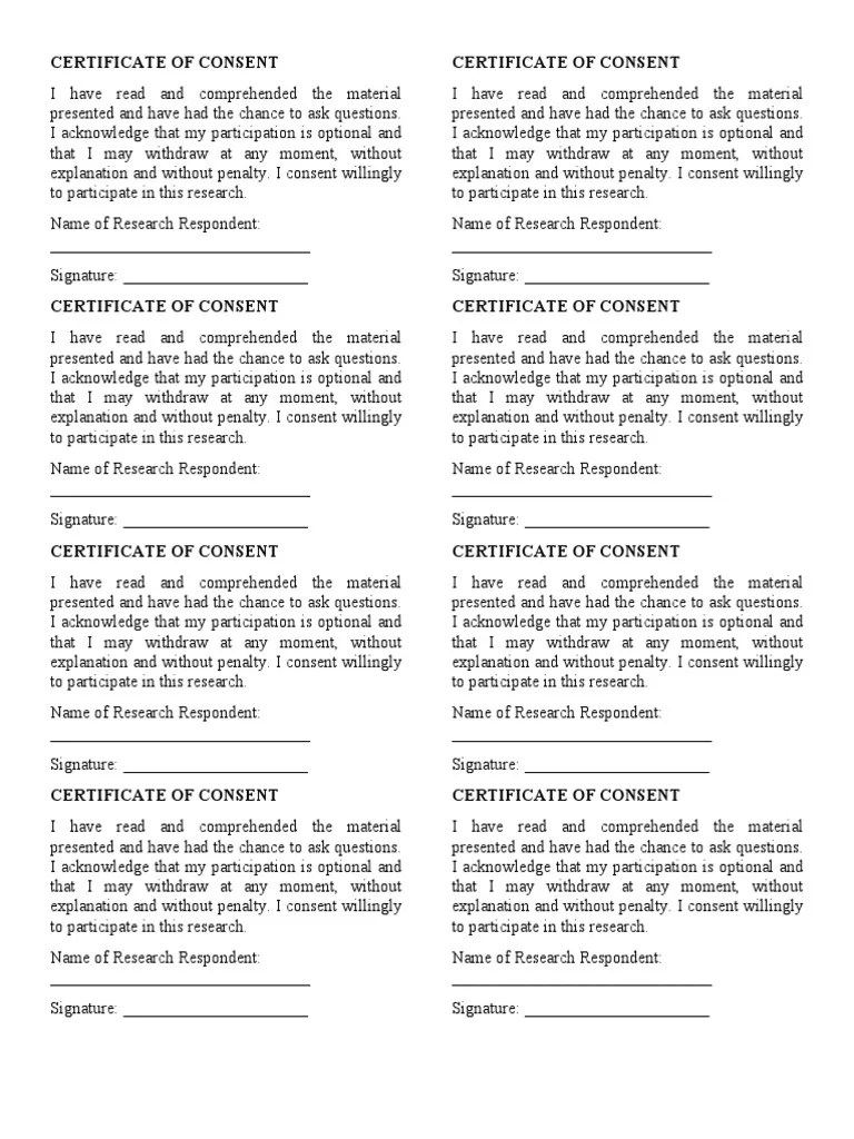 Certificate of Consent PDF