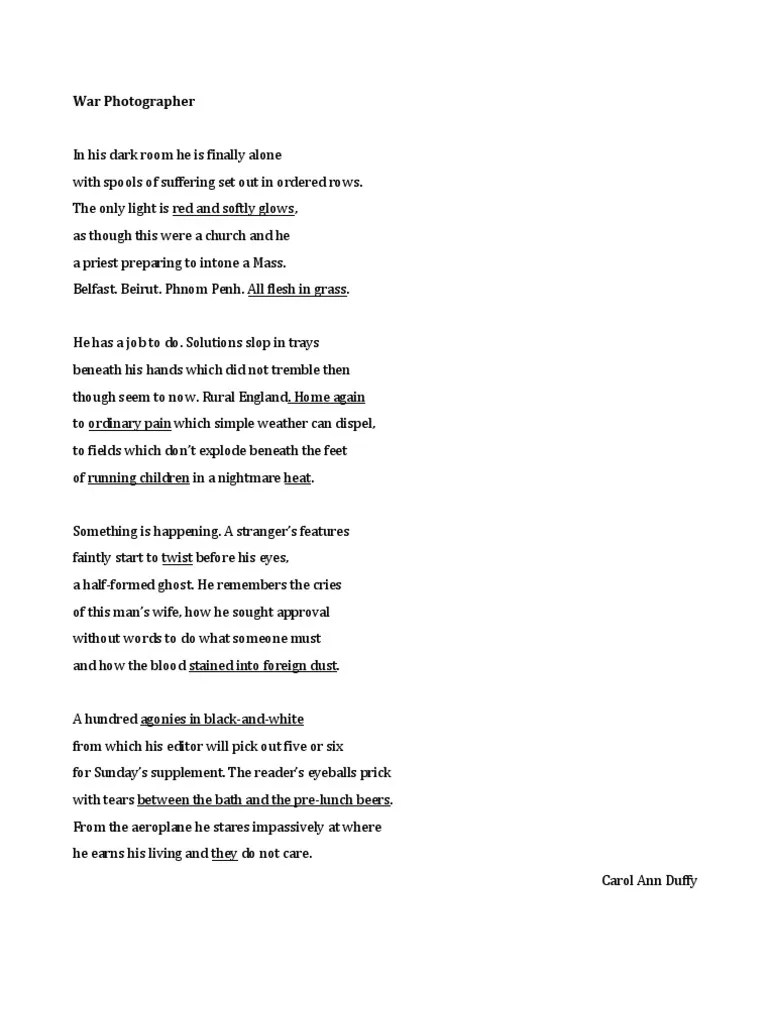 War Photographer (Poem Analysis) Poetry Fiction