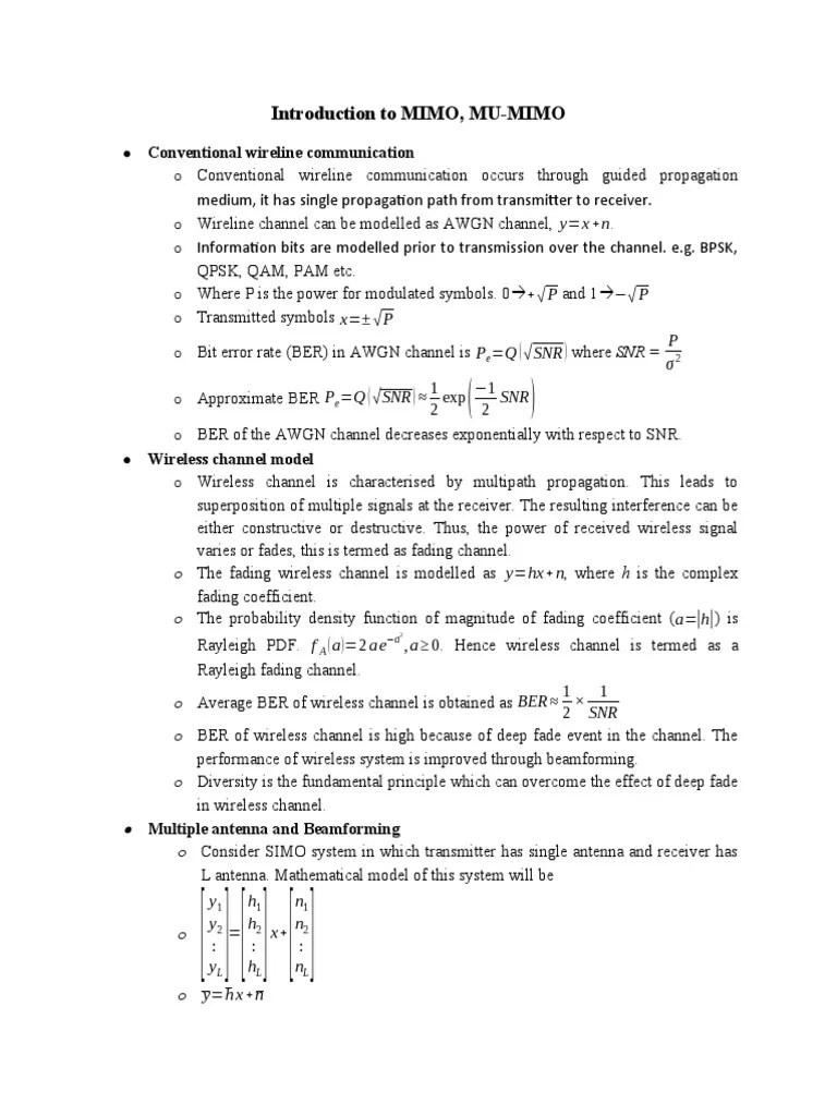 2 - Introduction To MIMO, MU-MIMO | PDF | Mimo | Radio