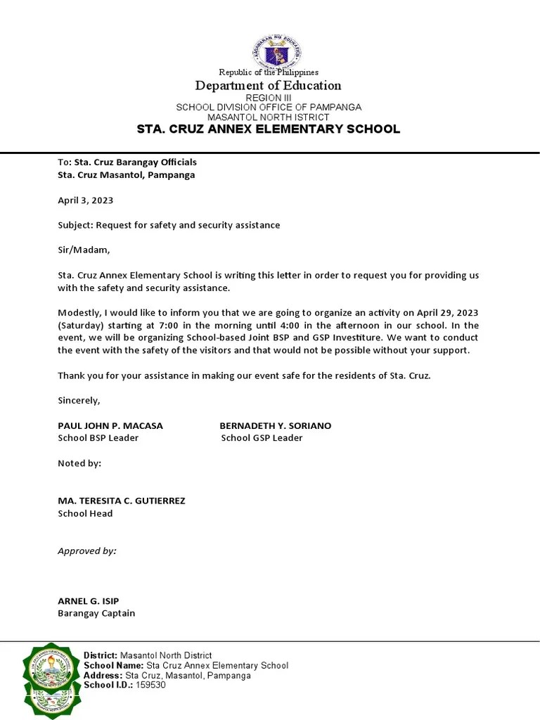 Request Letter To Barangay PDF