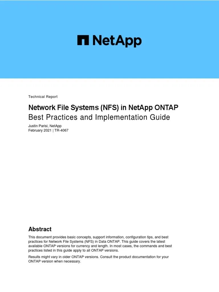 Network File Systems (NFS) in Netapp Ontap Best Practices and