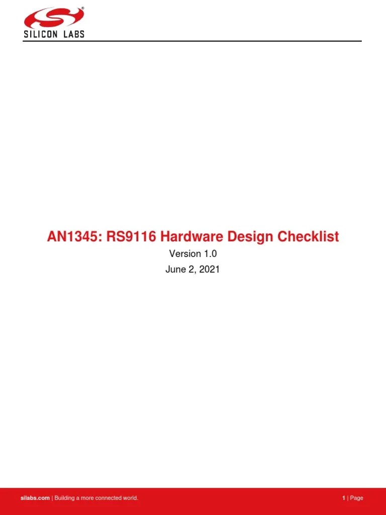 An1345 rs9116 Hardware Design Checklist PDF Information And