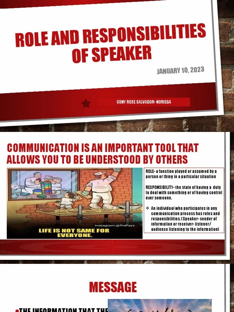 Role and Responsibilities of Speaker PDF