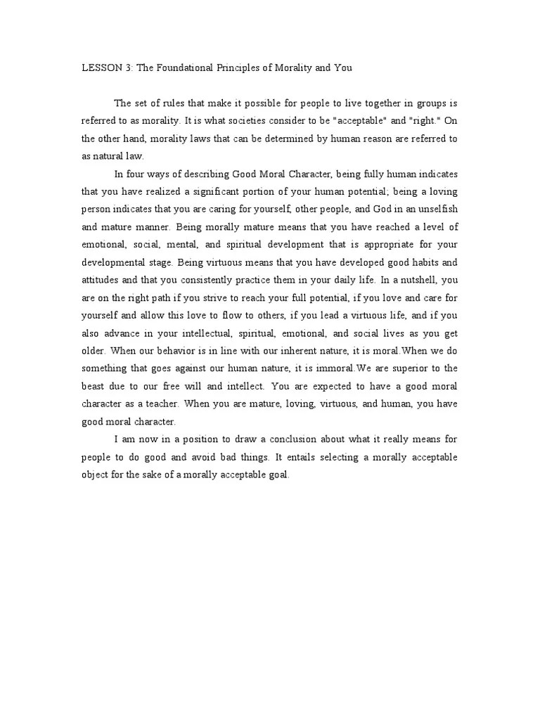 Morality Essay PDF