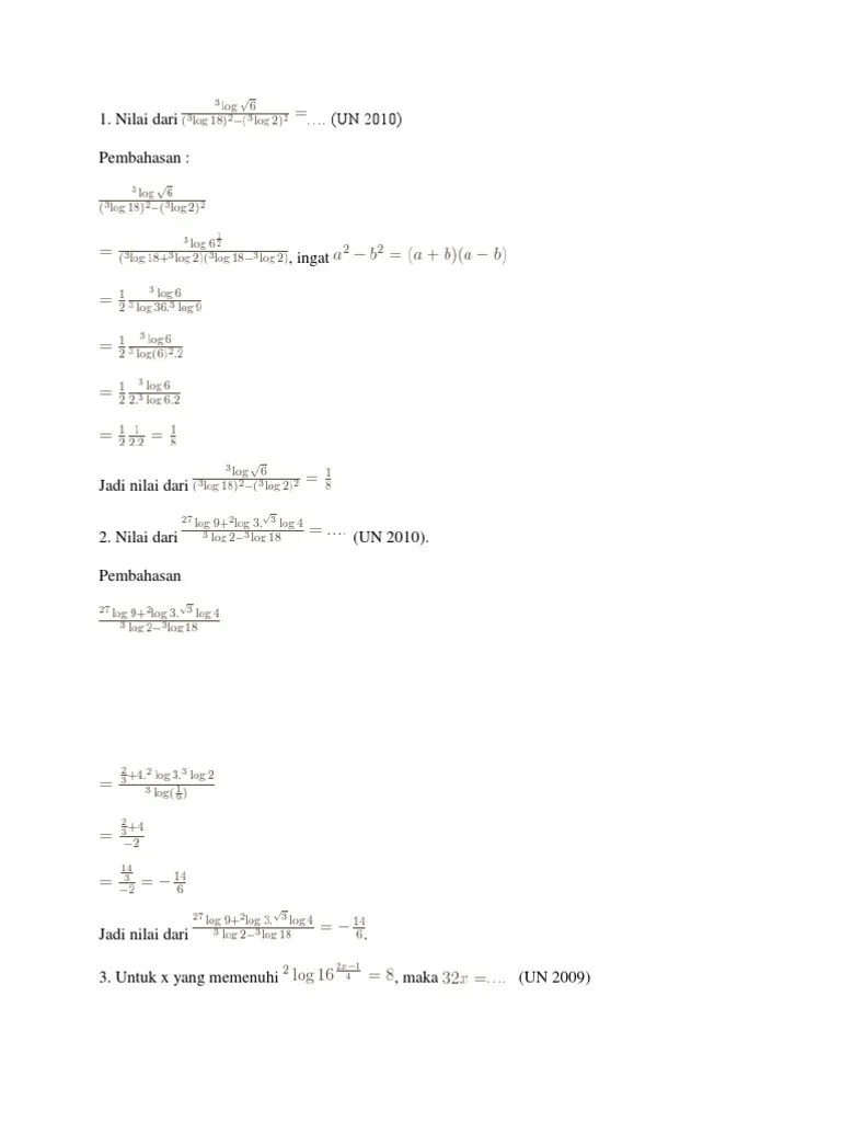 Soal Jawab Logaritma