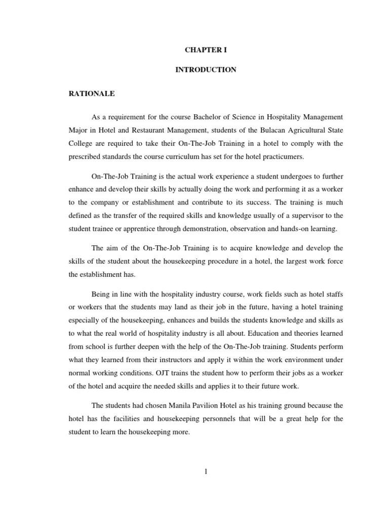 Narrative Report On Hotel Practicum at the Manila Pavilion