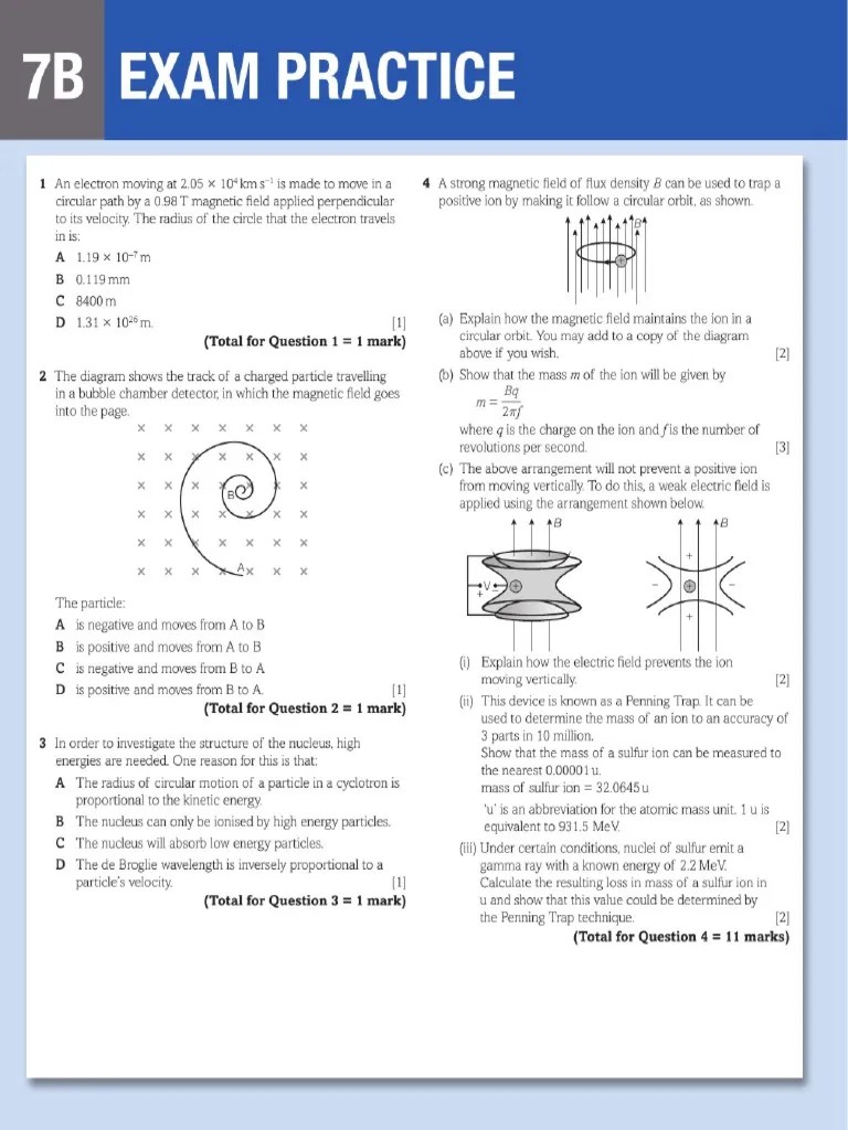 7B Particle Accelerator Detector Exam Practice PDF