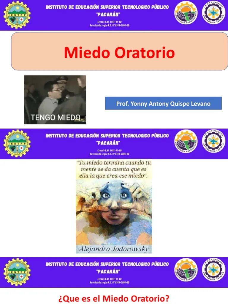 Miedo Oratorio Prof. Yonny Antony Quispe Levano Descargar gratis PDF