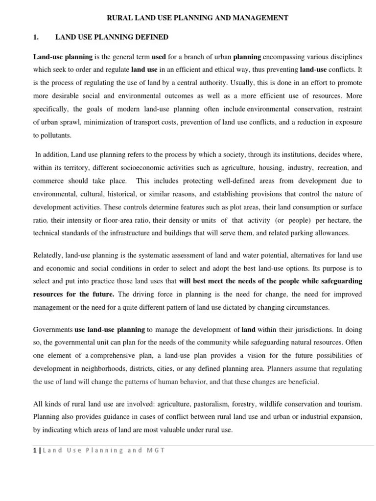 Land Use Planning and Management Notes1 PDF Zoning Land Use
