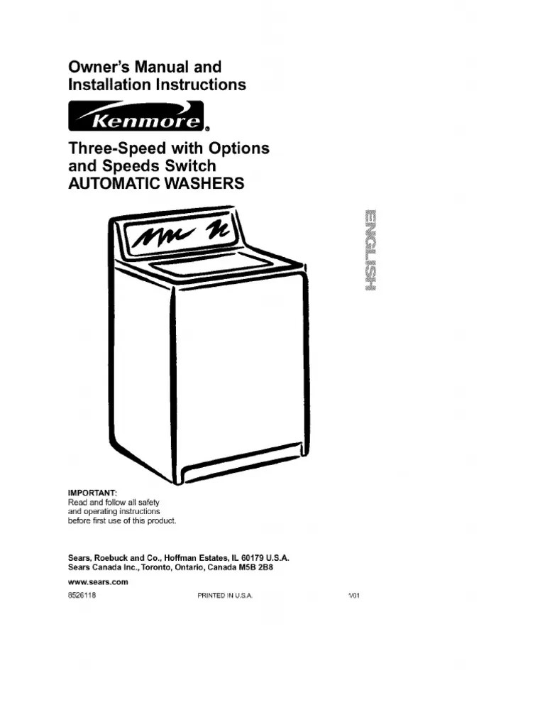 Kenmore Washing Machine Model 110.22842100 PDF Washing Machine Ac