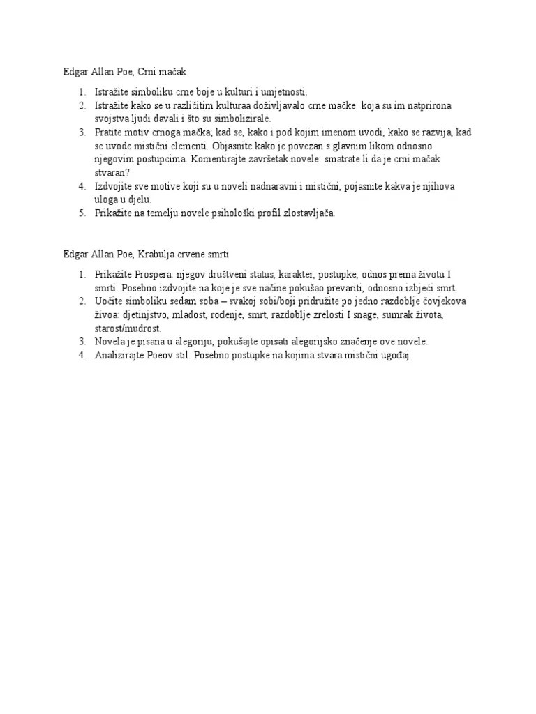 Edgar Allan Poe, Lektira PDF