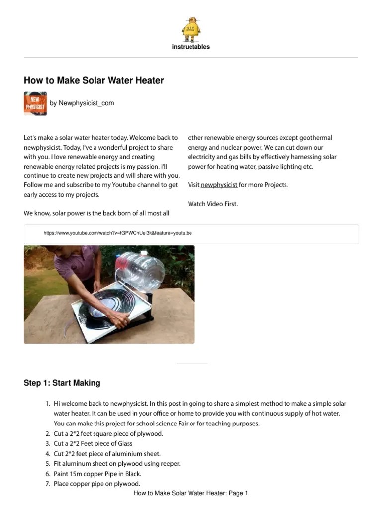 How To Make Solar Water Heater PDF Water Heating Glasses