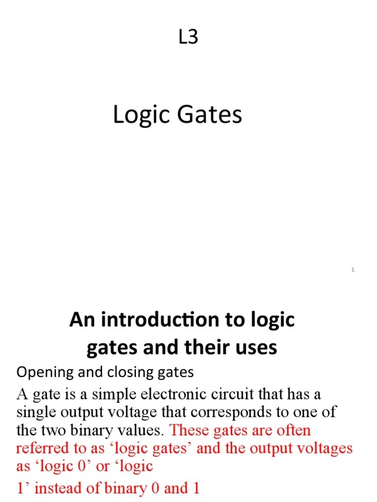 L3 Logic Gate PDF Logic Gate Electronic Circuits