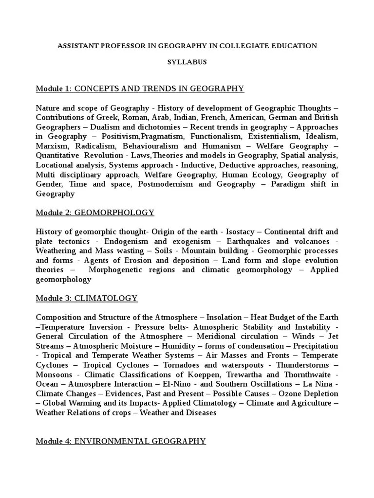 Asst. Prof. in Geography Syllabus 0 PDF PDF