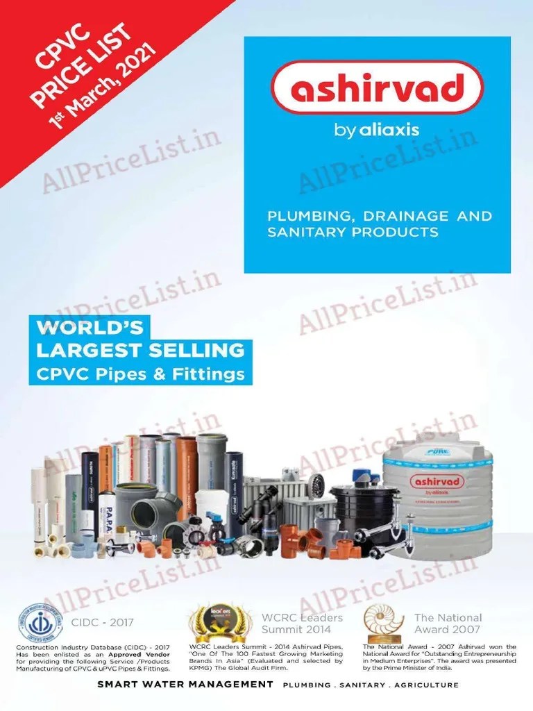 Ashirvad Pipes Price List PDF PDF