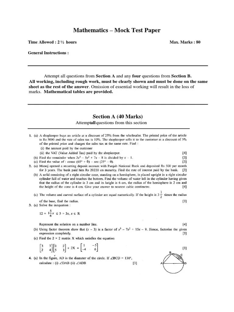 ICSE Class 10 Maths Paper 2 PDF PDF