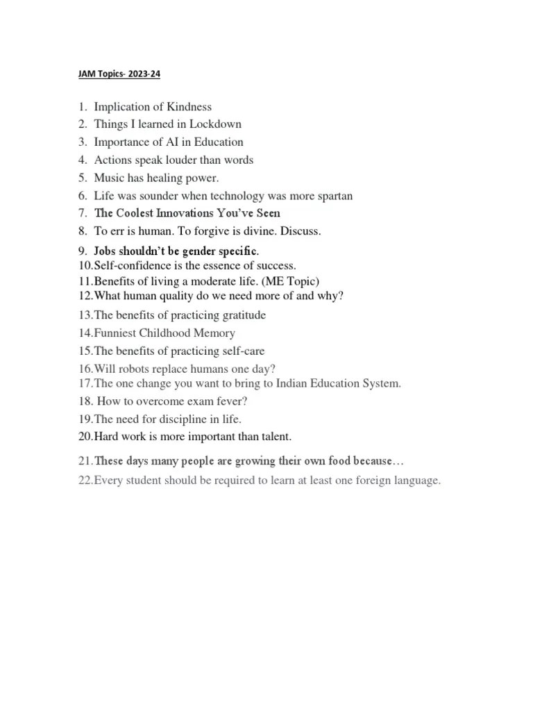 JAM Topics 202324 PDF PDF