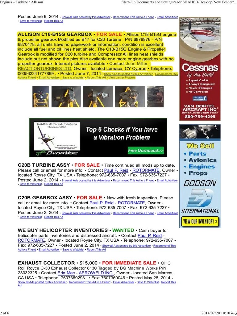 B15G Aircraft Engine For Sale 3 | PDF