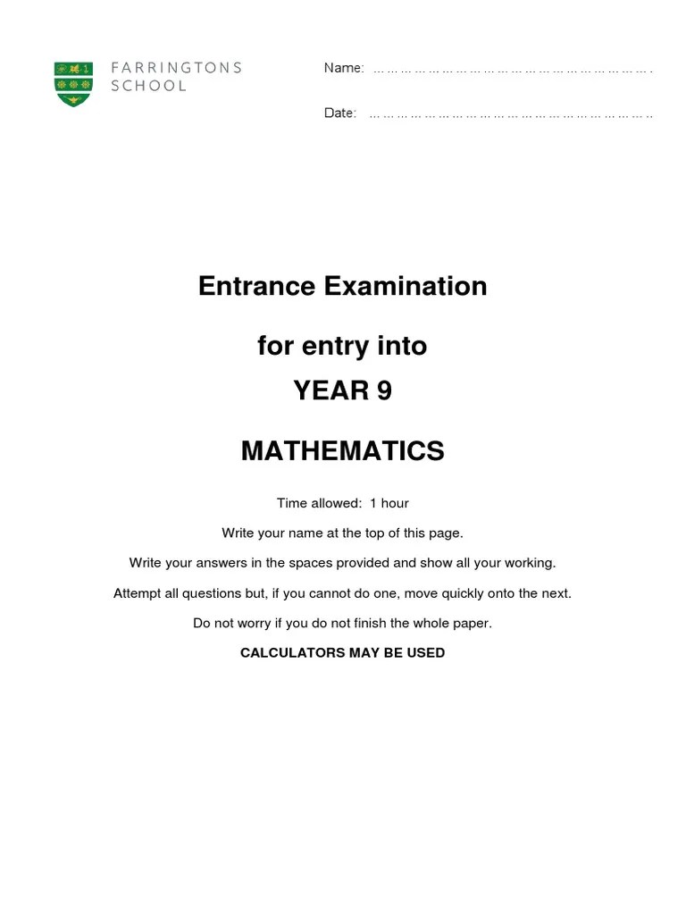 Year 9 Maths 2022 PDF PDF